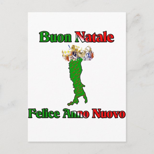 Postal Festiva Buon Natale Felice Anno Nuovo (Anverso)