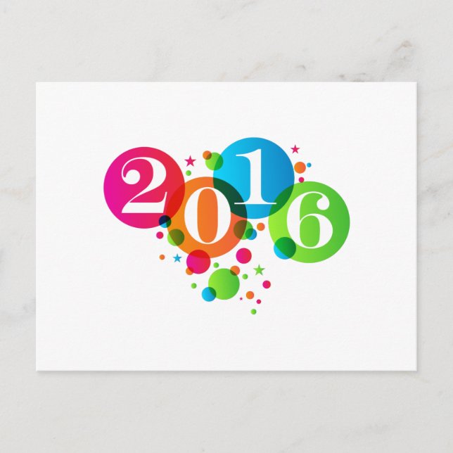 Postal Festiva Burbujas y estrellas de Año Nuevo 2016 (Anverso)