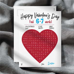 Postal Festiva Buscador de Palabras del Día de San Valentín para