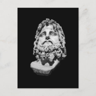 Postal Festiva Busto de mármol grecorromano clásico en blanco y n