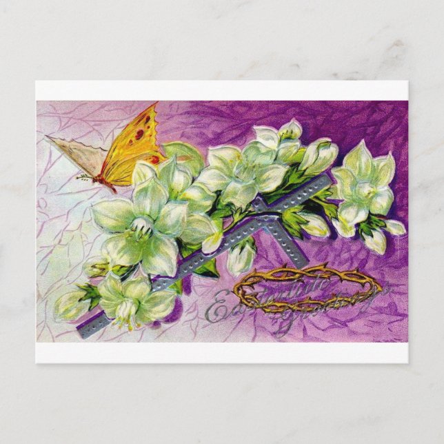 POSTAL FESTIVA BUTTERFLY Y BLOSSOMS BLANCOS GREETINS ORIENTALES (Anverso)