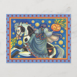 POSTAL FESTIVA CABALLERO SIN CABEZA, LADRILLO EN HALLOWEEN PINTO