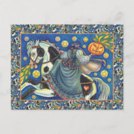 POSTAL FESTIVA CABALLERO SIN CABEZA, LADRILLO EN HALLOWEEN PINTO