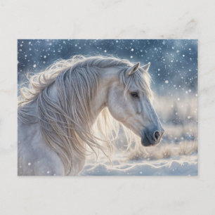Postal Festiva Caballo Bonito en la Nieve Saludos de Temporada Na