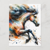 Caballo corriendo en acuarela abstracta