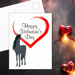 Postal Festiva Caballo de bonito y corazón feliz Día de San Valen