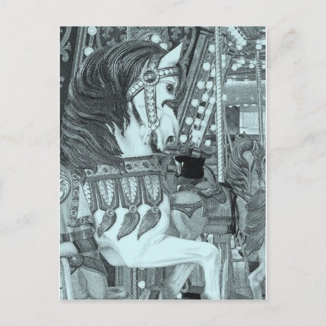 Postal Festiva Caballo de carrusel tintado (Anverso)