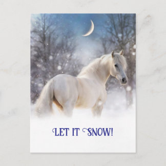 Postal Festiva Caballo y nieve navidades