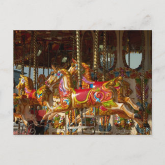 Postal Festiva Caballos del tiovivo