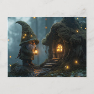 Postal Festiva Cabaña encantada de Gnome a la luz de la luna: Fan