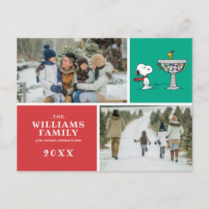 Postal Festiva Cacahuetes   Bañera de pájaros congelada de Snoopy