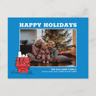 Postal Festiva Cacahuetes   Casa de perros de Snoopy con luces