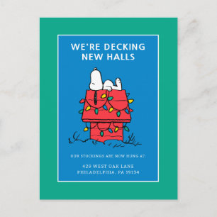 Postal Festiva Cacahuetes   Casa de perros de Snoopy con luces