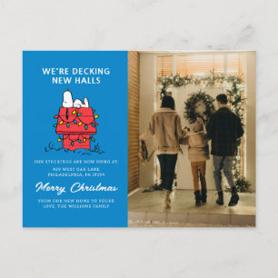 Postal Festiva Cacahuetes   Casa de perros de Snoopy con luces