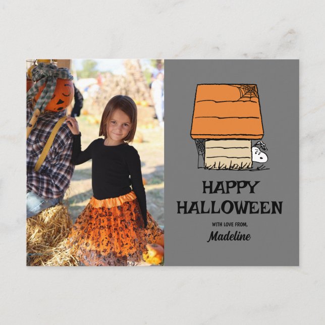 Postal Festiva Cacahuetes | Feliz Halloween Snoopy Doghouse (Anverso)