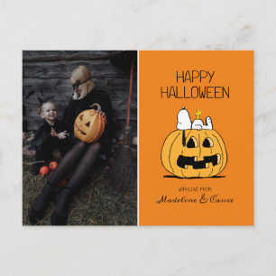 Postal Festiva Cacahuetes   Feliz Halloween Snoopy y Jack O' Lant