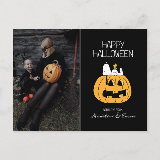 Postal Festiva Cacahuetes | Feliz Snoopy de Halloween y Jack O' L (Anverso)