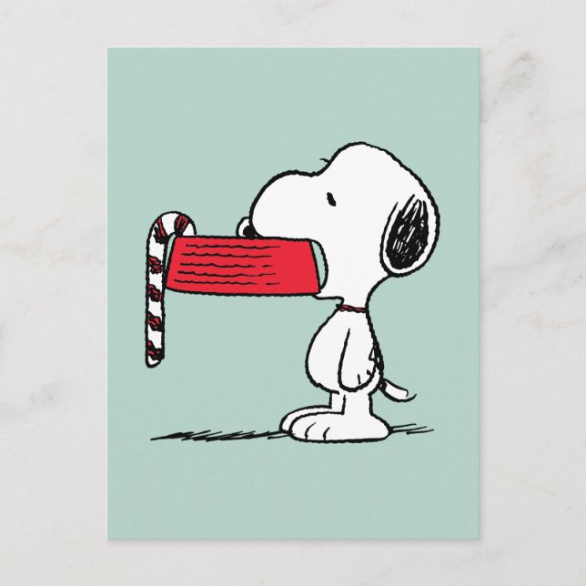 Postal Festiva Cacahuetes | Snoopy Candy Cane Food Dish (Anverso)