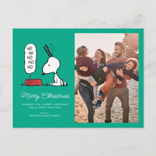 Postal Festiva Cacahuetes | Snoopy Ho Ho Ho Plato de Comida (Anverso)