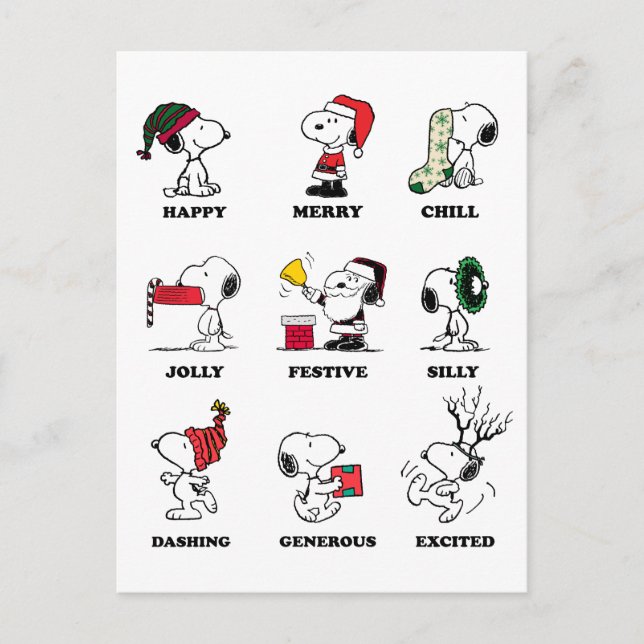Postal Festiva Cacahuetes | Snoopy Navidades Holiday Moods (Anverso)