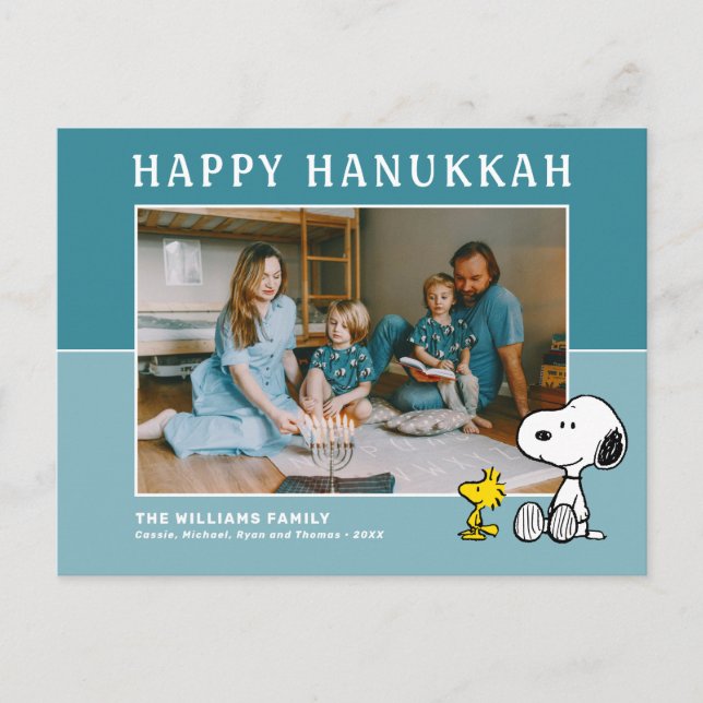Postal Festiva Cacahuetes | Snoopy & Woodstock Feliz Hanukkah (Anverso)