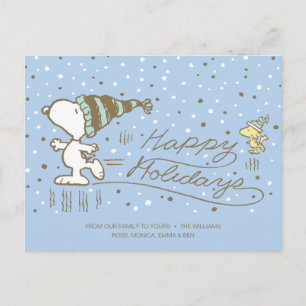Postal Festiva Cacahuetes   Snoopy y Woodstock patinaje de invier