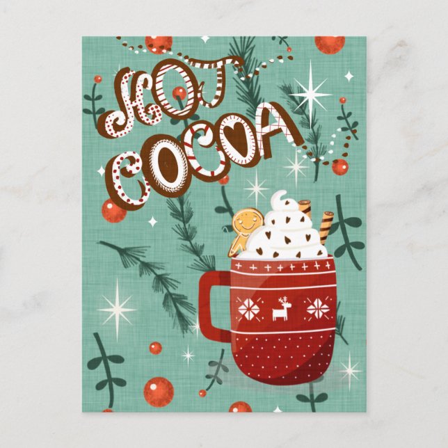 Postal Festiva Cacao caliente - Navidades Holiday Mug Blue (Anverso)