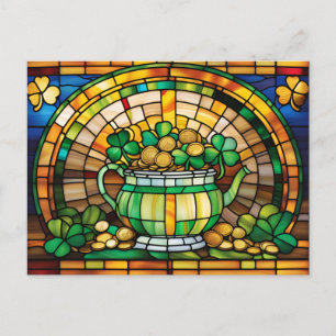 Postal Festiva Cacerola de vidrio manchado del Día de San Patrici