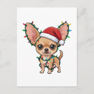 Postal Festiva Cachorro Chihuahua Adorable con un Suéter Navideño