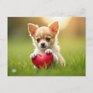 Postal Festiva Cachorro Chihuahua lindo del día de San Valentín