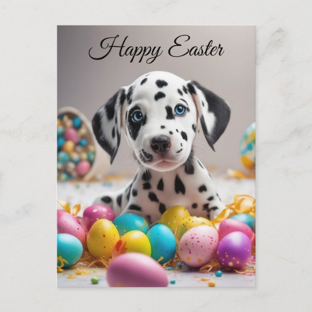 Postal Festiva cachorro feliz de Pascua (Anverso)