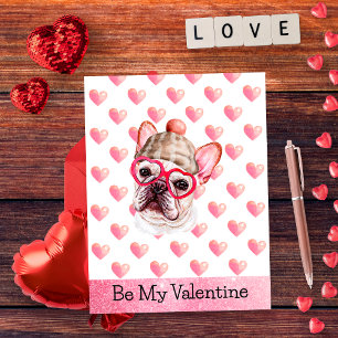 Postal Festiva Cachorro francés lindo sé mi perro de San Valentín