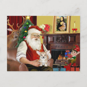 Postal Festiva Cachorro Galés Corgi de Santa (Pemb)