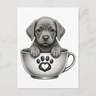 Postal Festiva cachorro Labrador Retriever de plata de taza de té