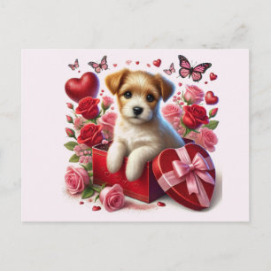 Postal Festiva Cachorro lindo del Día de San Valentín para niños 