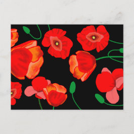 Postal Festiva Cachorros rojos en ilustracion de fondo negro