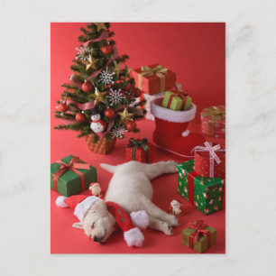 Postal Festiva Cachorros y Navidades de Golden Retriever