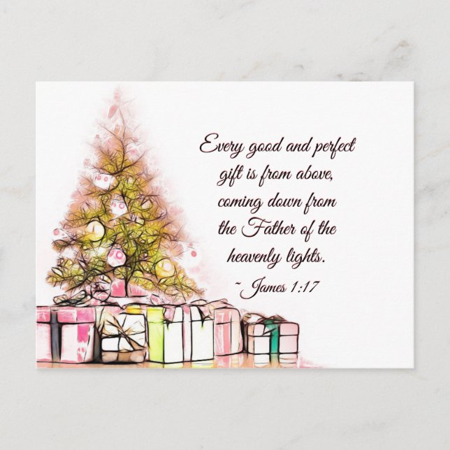 Postal Festiva Cada regalo bueno y perfecto James 1:17, Navidades (Anverso)