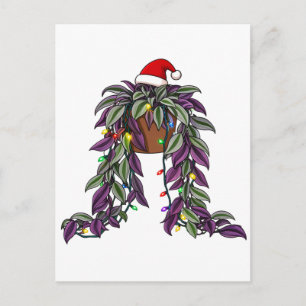 Postal Festiva Cadena de Perlas Planta Colgante Sombrero de Santa