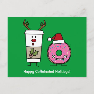 Postal Festiva Café reno y Santa Donut de los navidades