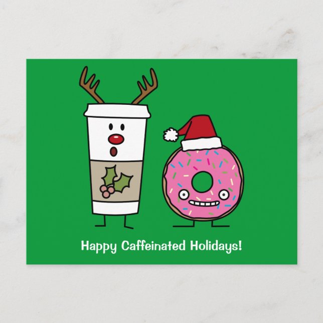 Postal Festiva Café reno y Santa Donut de los navidades (Anverso)