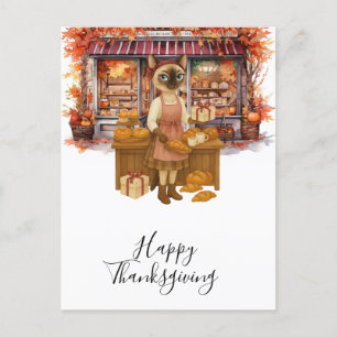 Postal Festiva Caída de Acción de Gracias de Panadería temática p