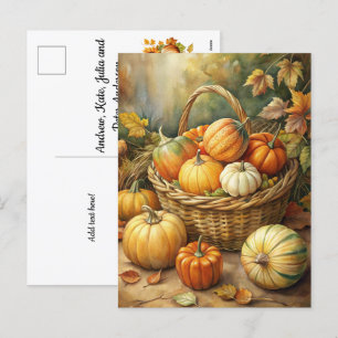 Postal Festiva Caída de bienvenida con calabazas