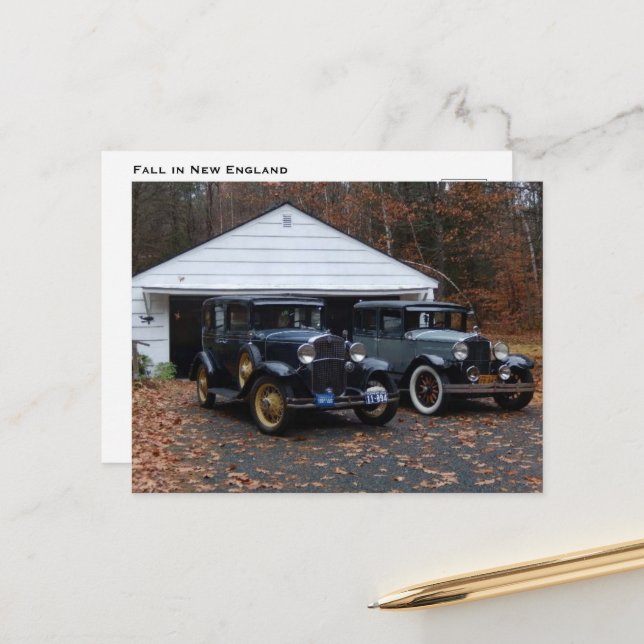 Postal Festiva Caída en Nueva Inglaterra (Anverso/Reverso In Situ)