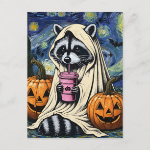 Postal Festiva Caída Halloween Ghost Calabaza Raccoon Costume Spo