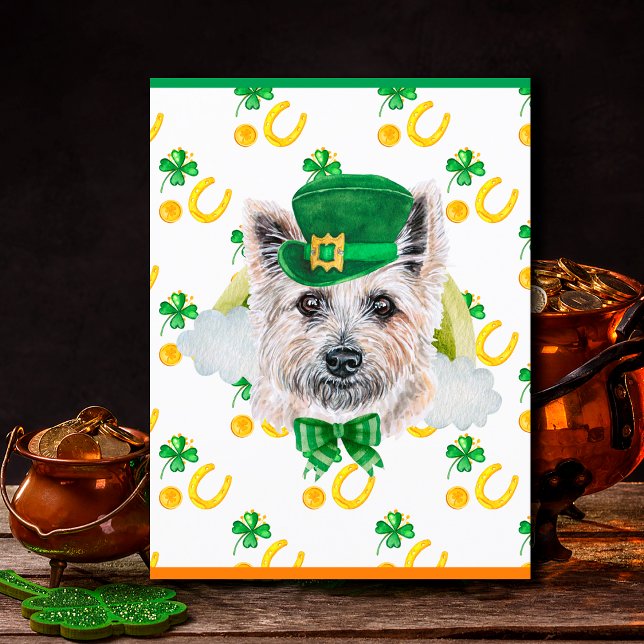 Postal Festiva Cairn Terrier Dog Shamrock St Patricks Day (Subido por el creador)