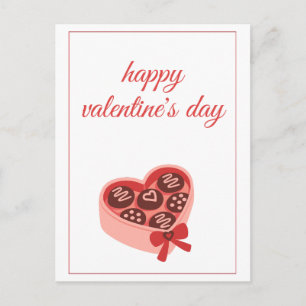 Postal Festiva Caja de Chocolate en Forma de Corazón Dulce Día de