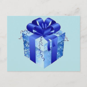 Postal Festiva Caja de regalo azul con cinta azul