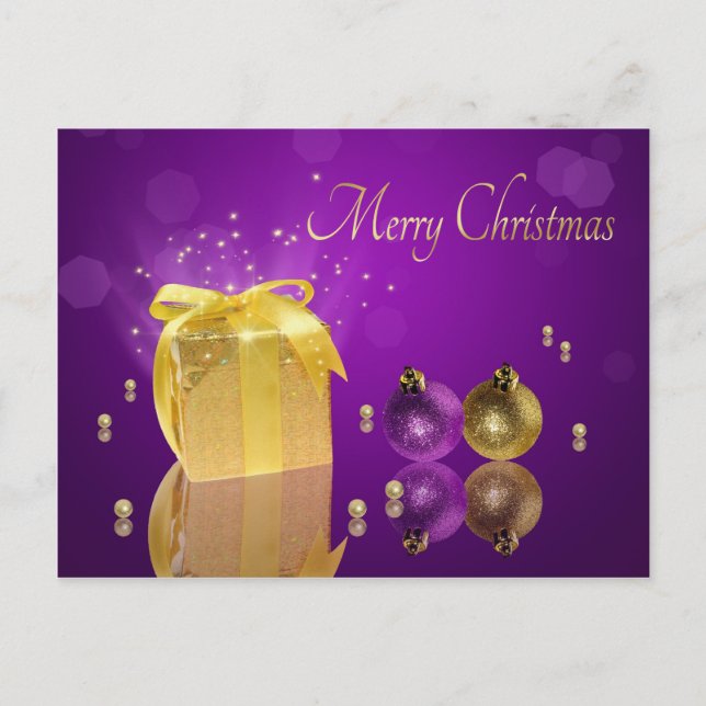 Postal Festiva Caja de regalo de los Navidades de oro (Anverso)