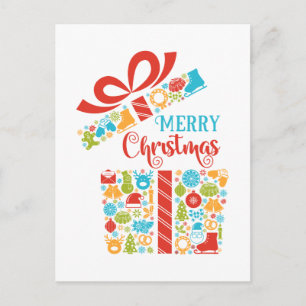 Postal Festiva Caja de sorpresas para navidades
